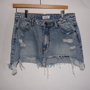 Lilyful Denim 100% Cotton Distressed Mini Skirt